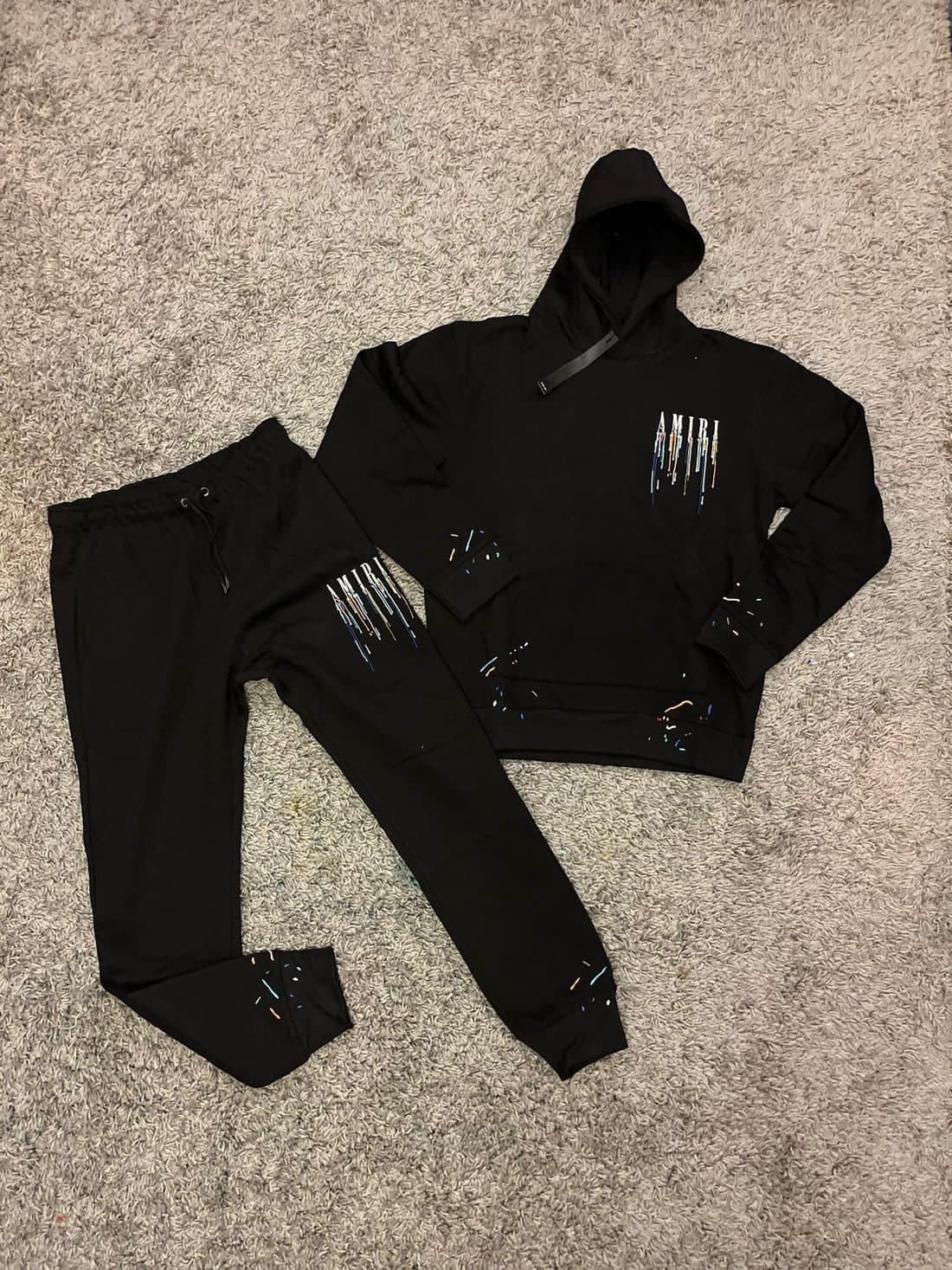 AMIRI Drip Tracksuit in Black — front