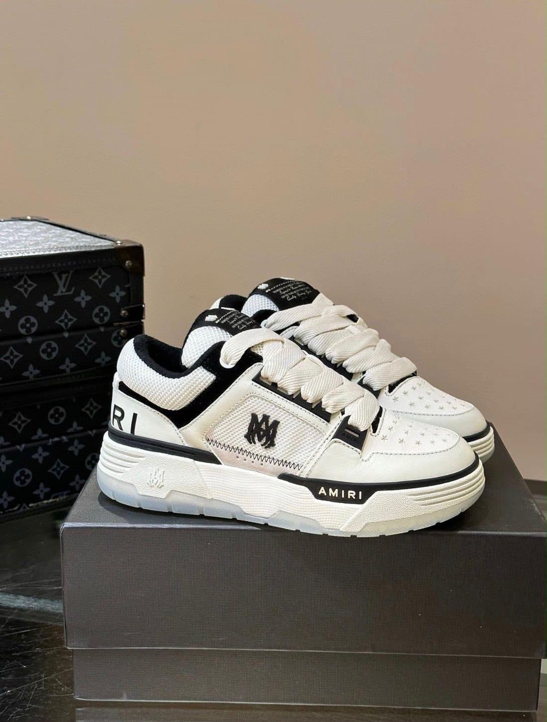 AMIRI MA-1 Sneaker in White / Black — front