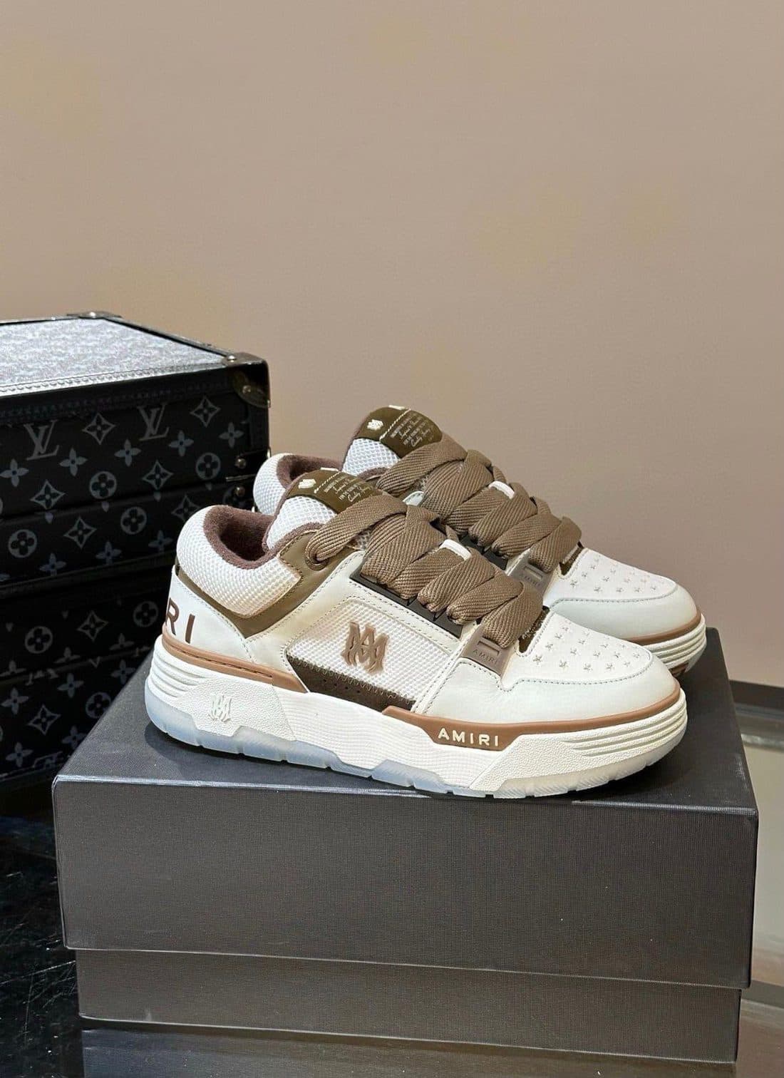 AMIRI MA-1 Sneaker in White / Olive — front