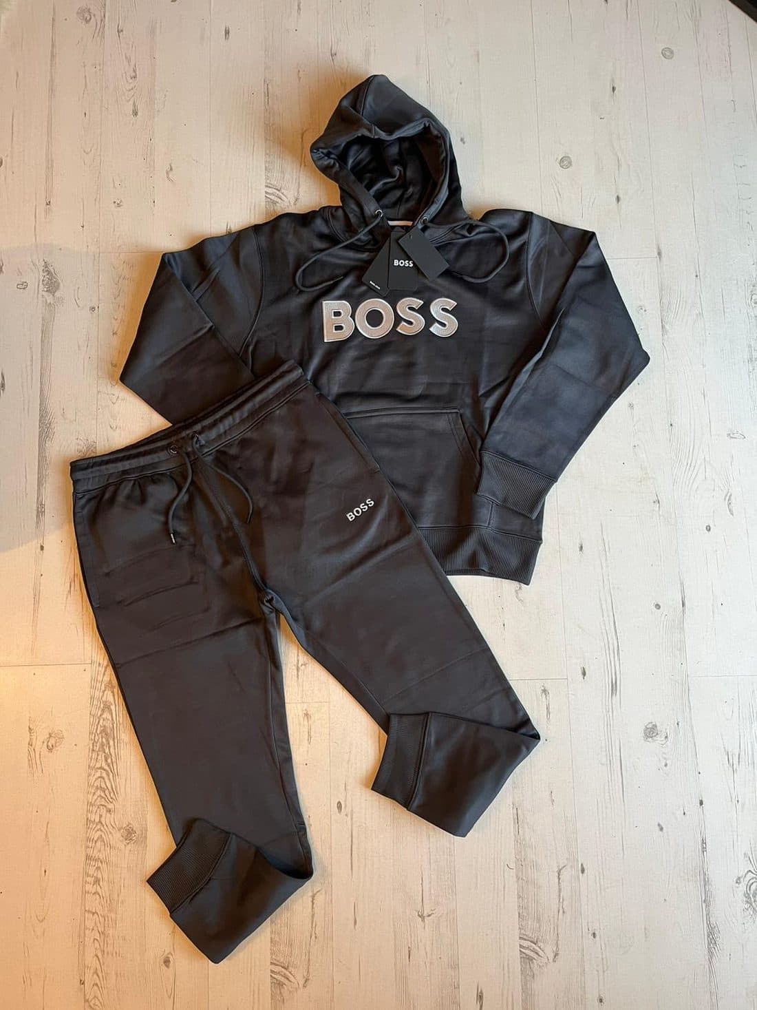 BOSS Chenille Logo Tracksuit in Black — front