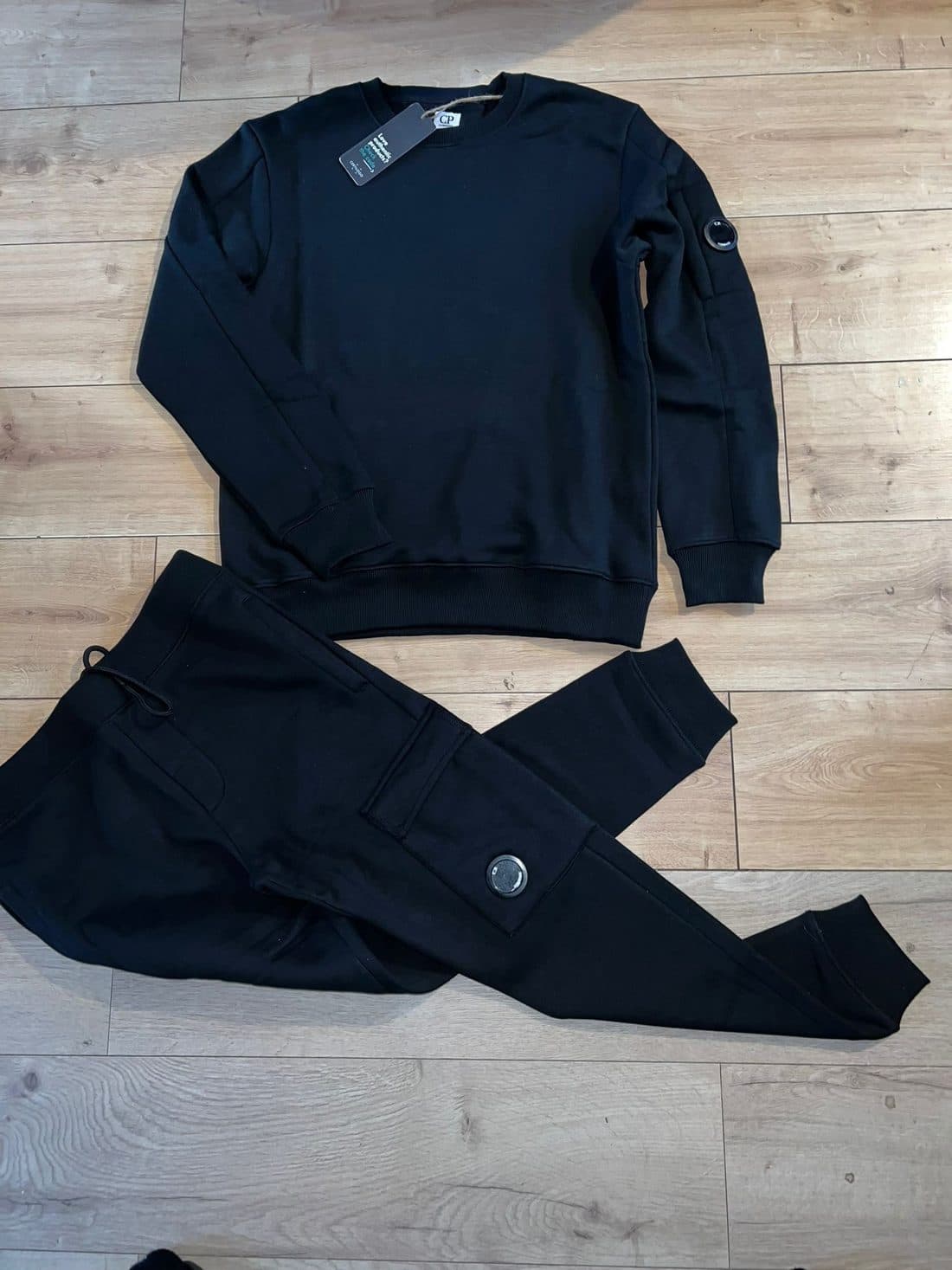 C.P. Company Lens Badge Tracksuit in Black — front