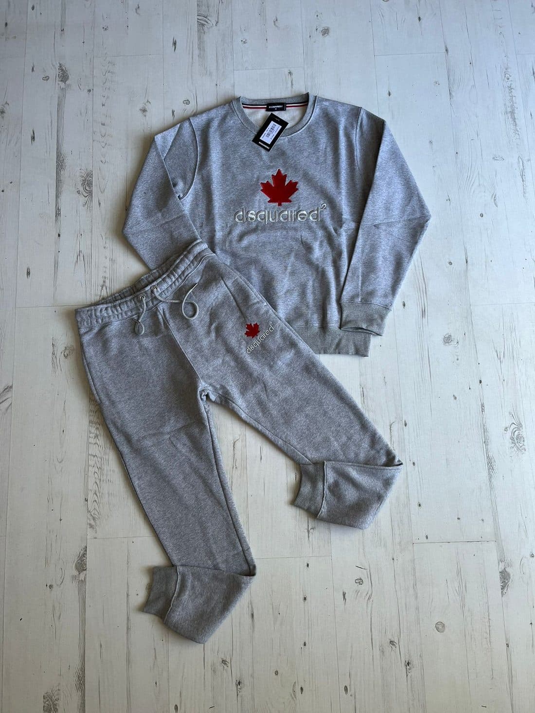 Dsquared2 Maple Leaf Tracksuit in Heather Grey — front