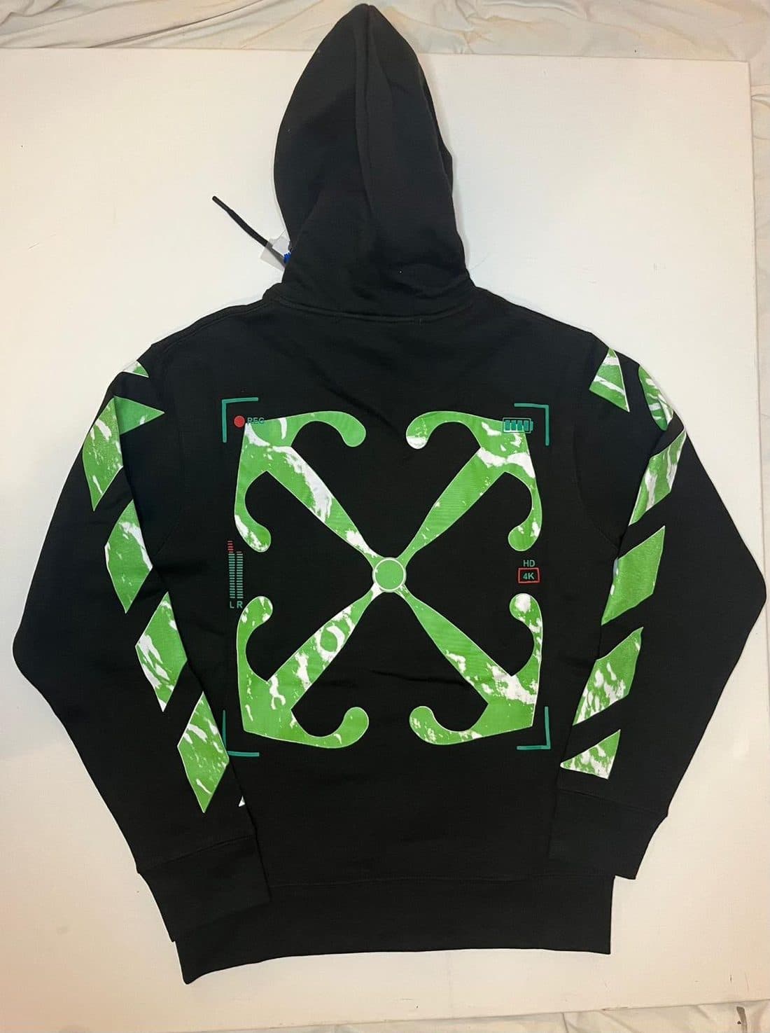 Off-White Arrows Hoodie in Black / Green — back