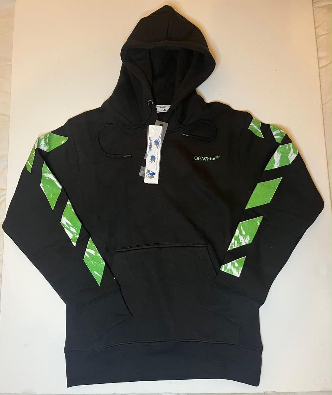 Off-White Arrows Hoodie in Black / Green — front