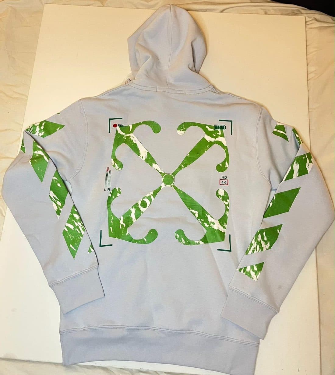 Off-White Arrows Hoodie in Grey / Green — back