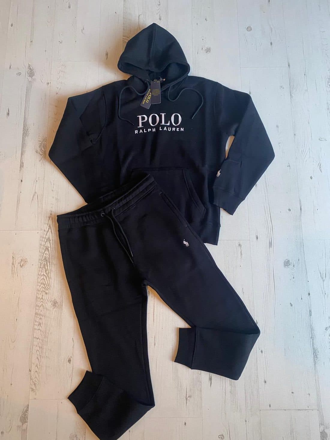 Polo Ralph Lauren Pullover Wordmark Tracksuit in Black — front