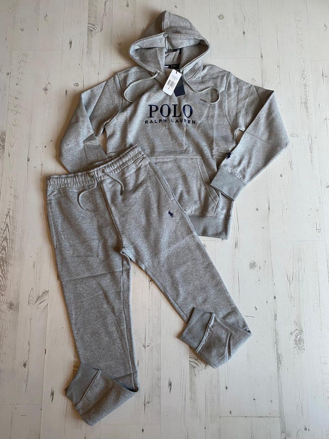 Polo Ralph Lauren Pullover Wordmark Tracksuit in Heather Grey — front