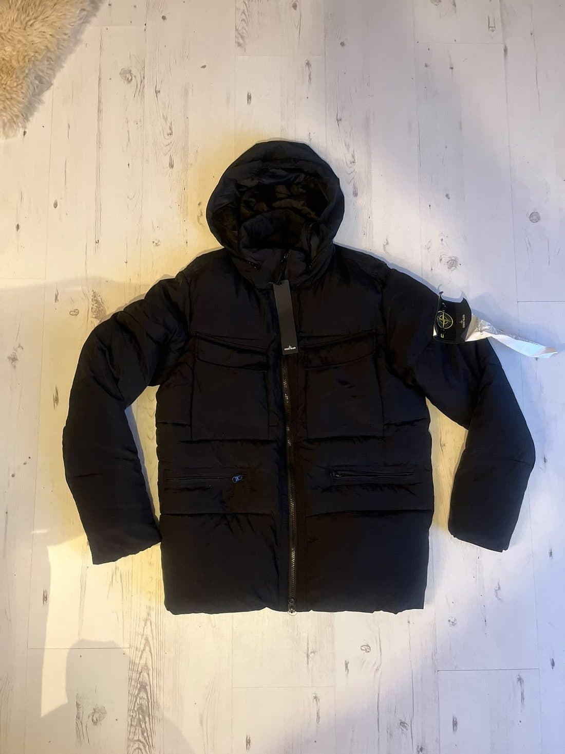 Stone Island Cargo Pocket Parka in Black — front