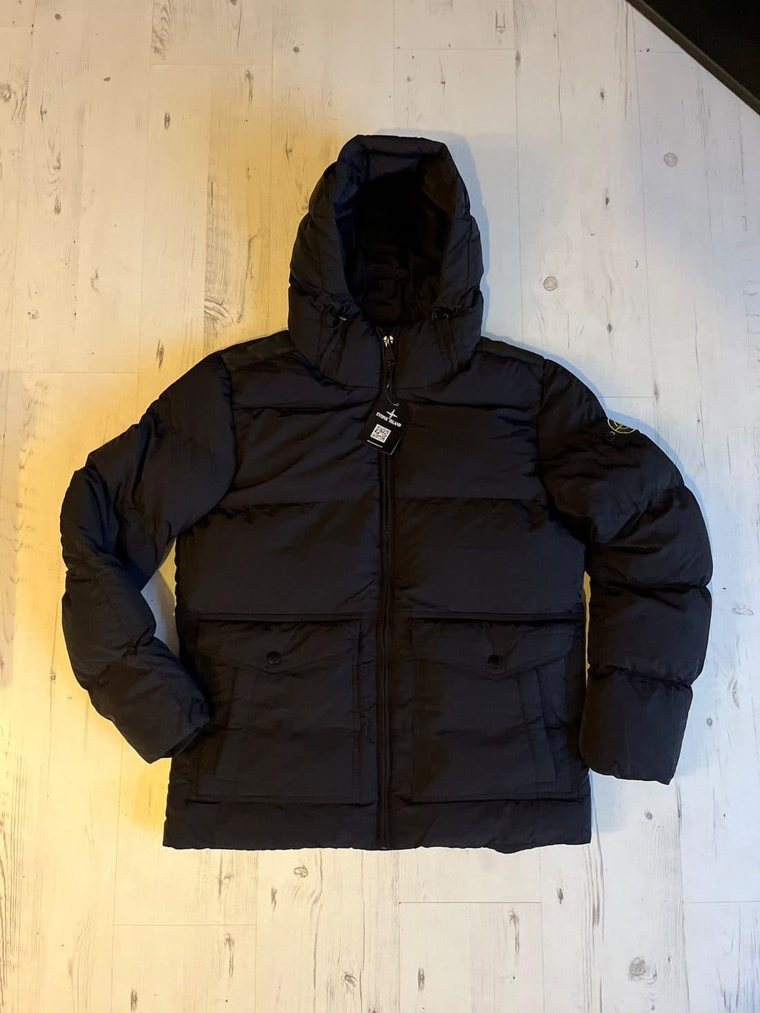 Stone Island Flap Pocket Puffer in Black — front