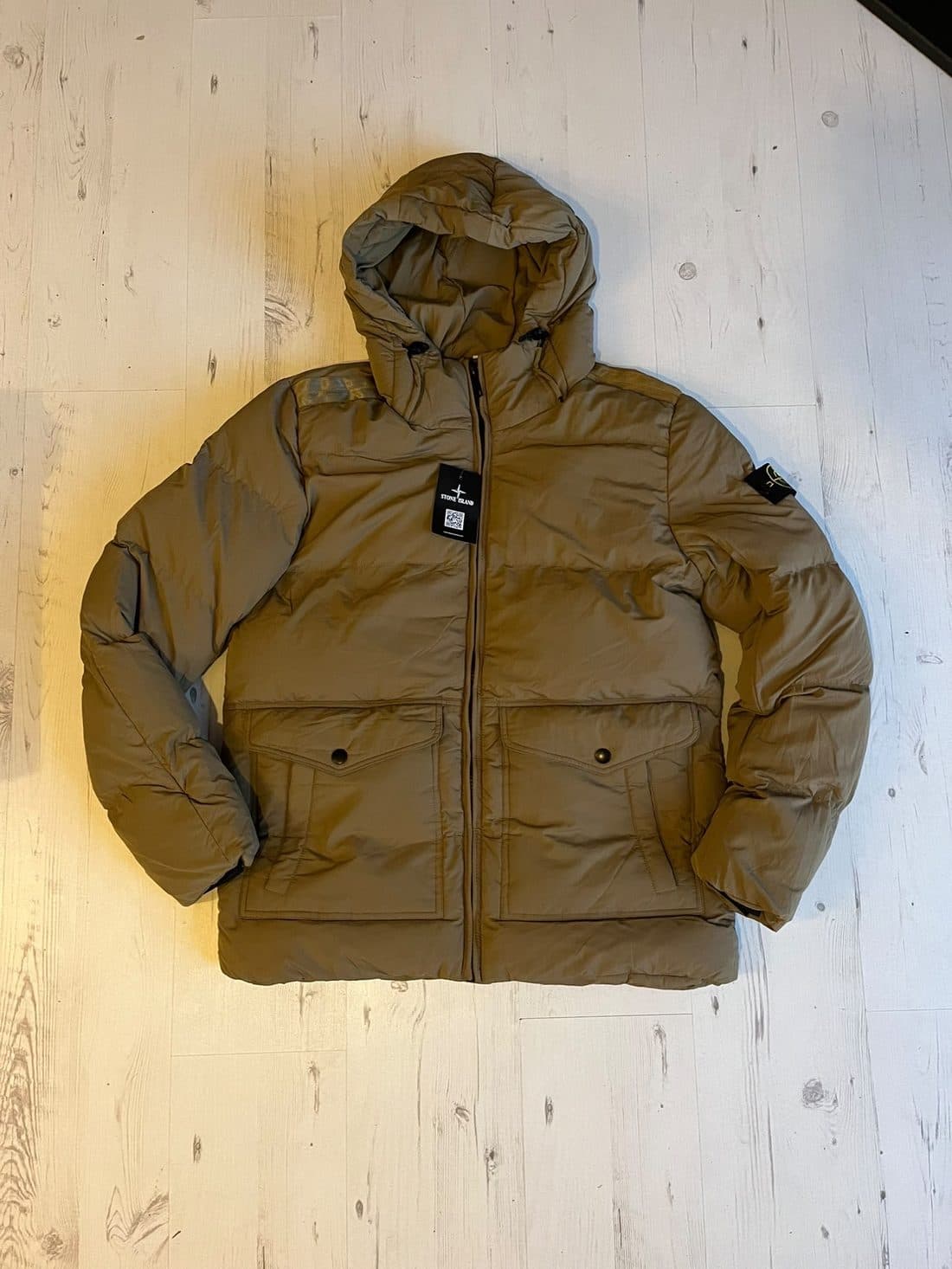 Stone Island Flap Pocket Puffer in Olive — front