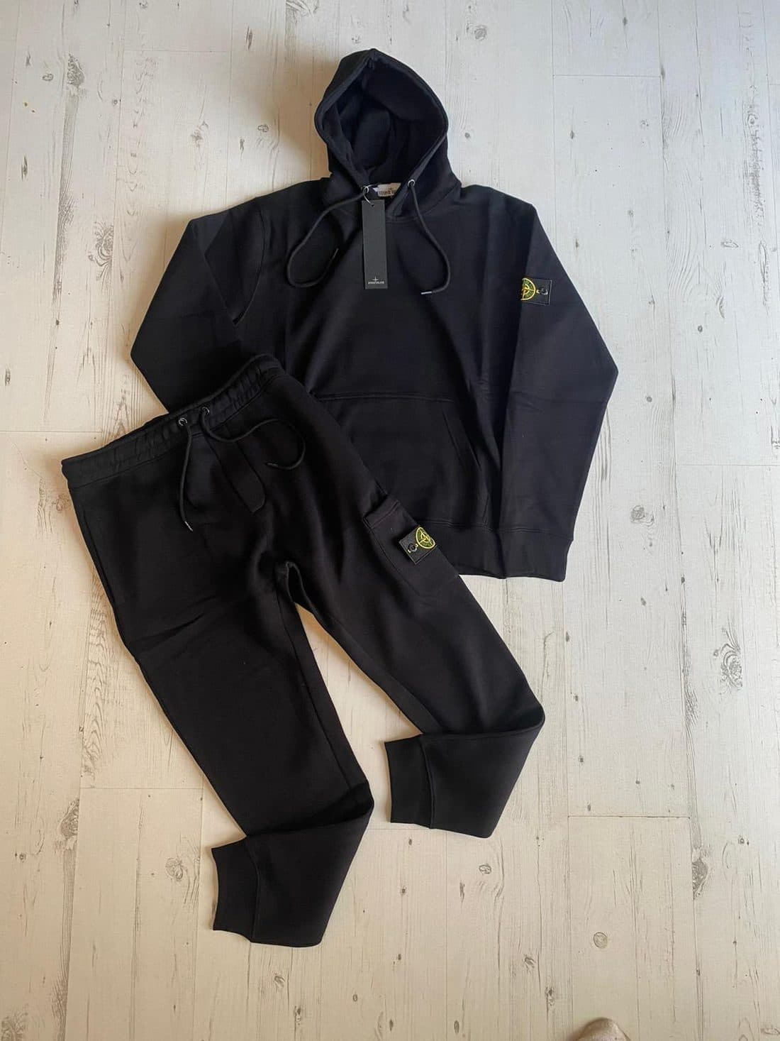 Stone Island Compass Tracksuit in Black — front