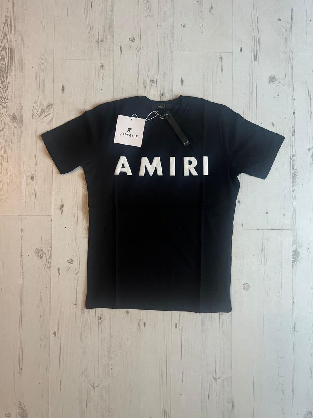 AMIRI Wordmark Tee in Black / White — front