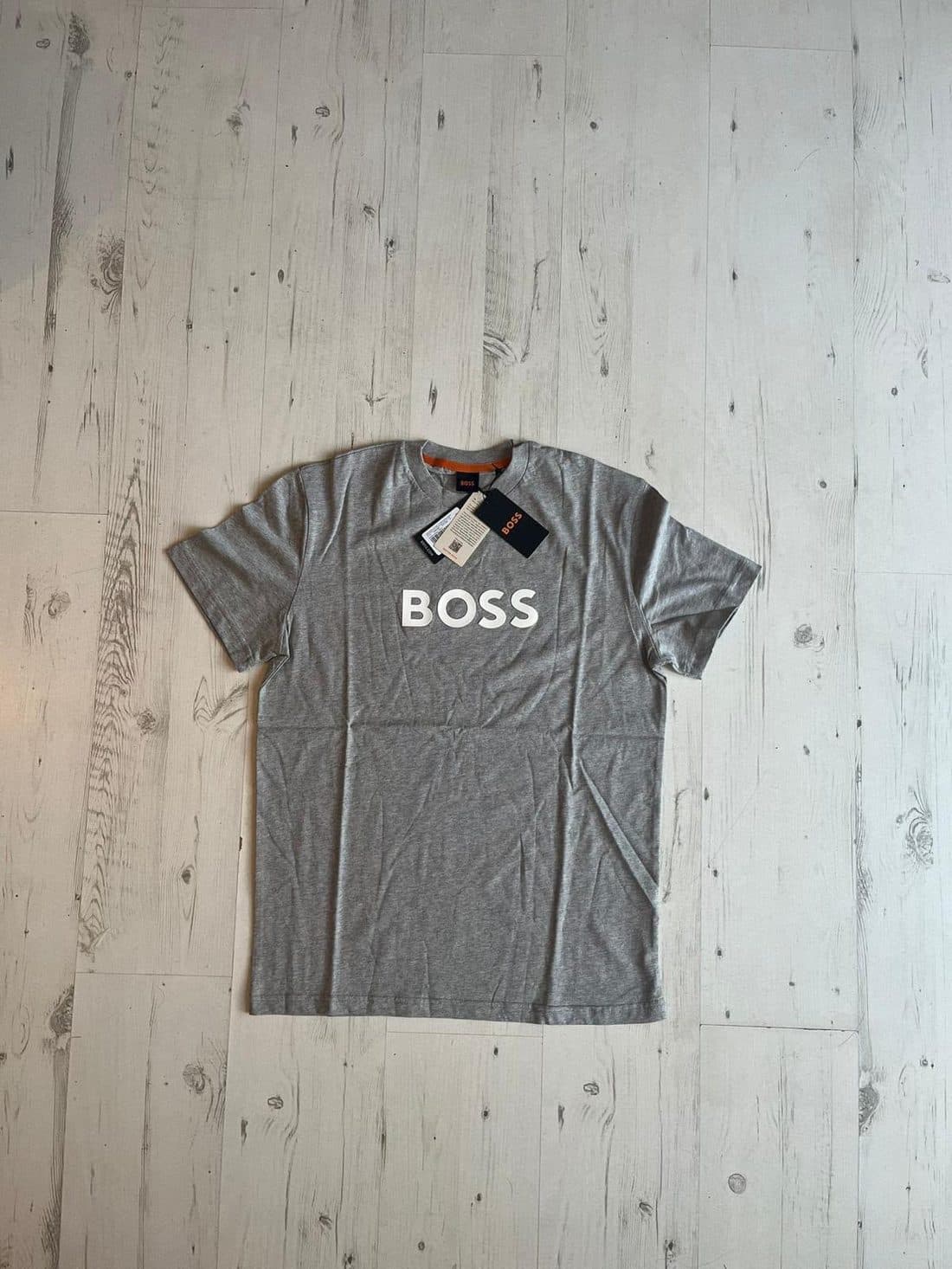 BOSS Wordmark Tee in Grey — front