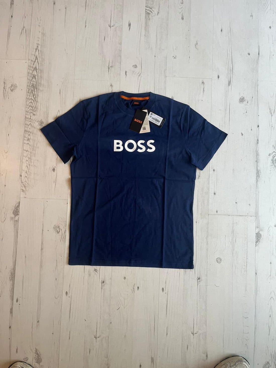 BOSS Wordmark Tee in Navy — front