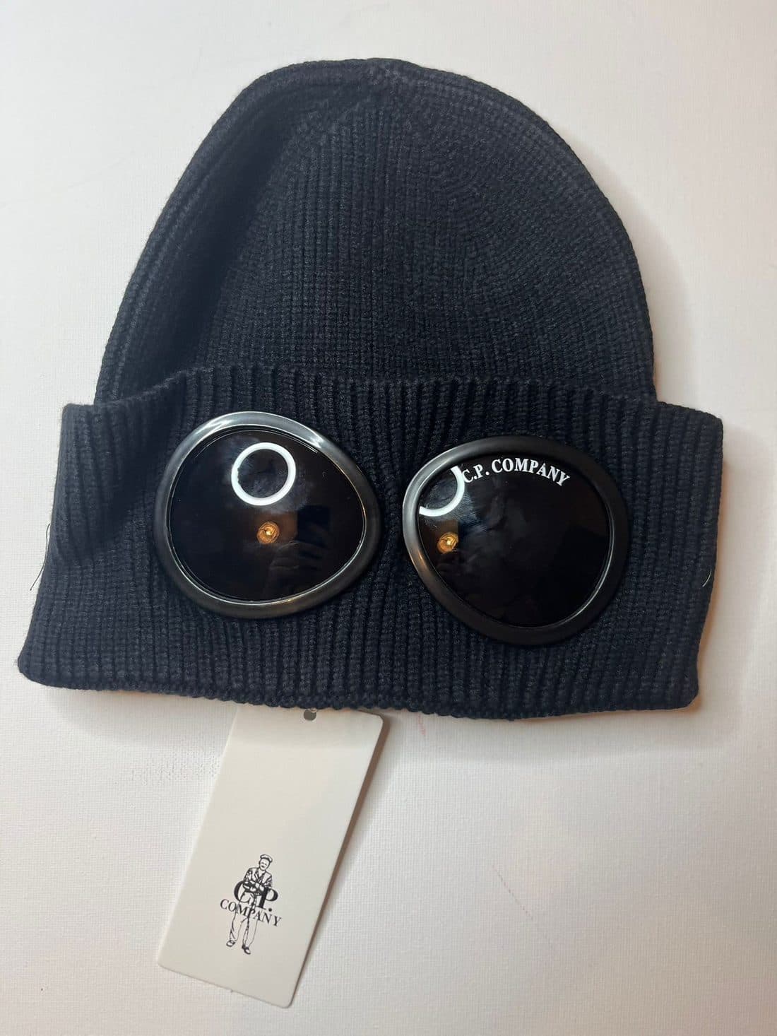 C.P. Company Goggle Beanie in Black — front