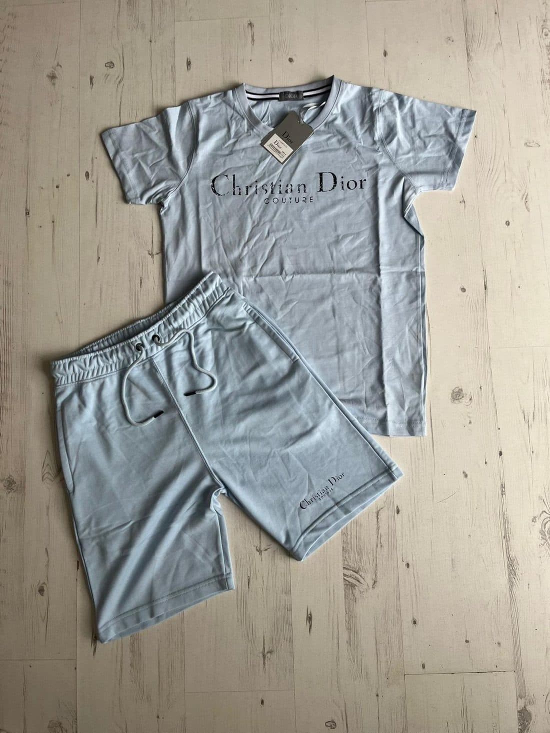 Dior Christian Dior Couture Short Set in Powder Blue — front