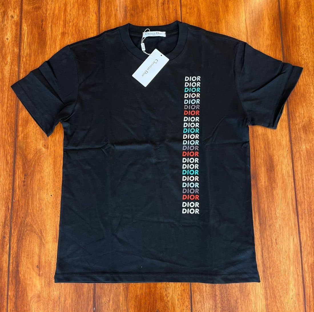 Dior Rainbow Stripe Tee in Black — front