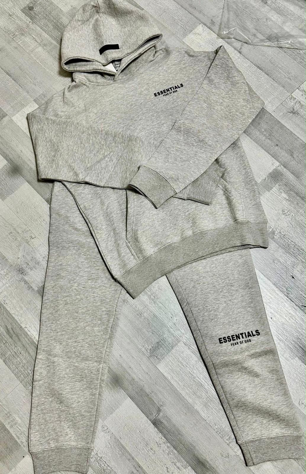 Essentials Fear of God Essentials Tracksuit in Heather Grey — front