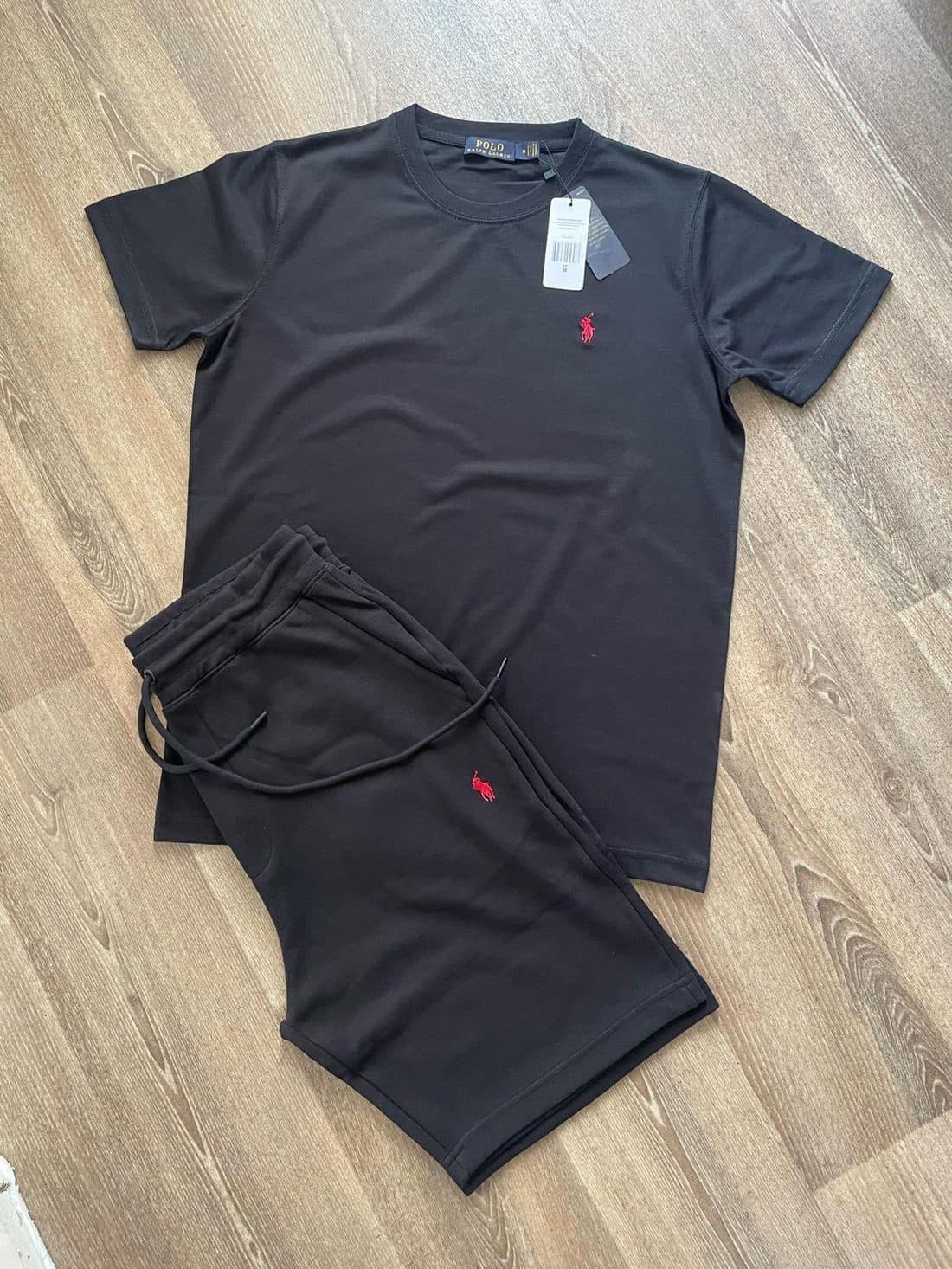 Polo Ralph Lauren Pony Short Set in Black — front