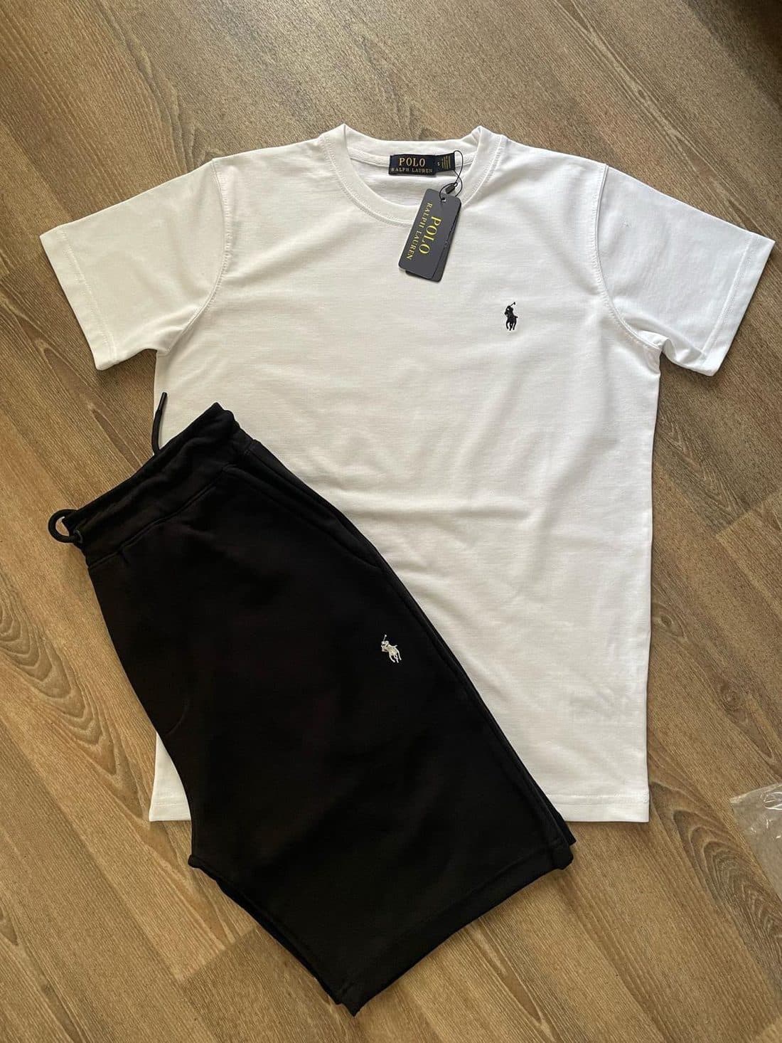 Polo Ralph Lauren Pony Short Set in White / Black — front