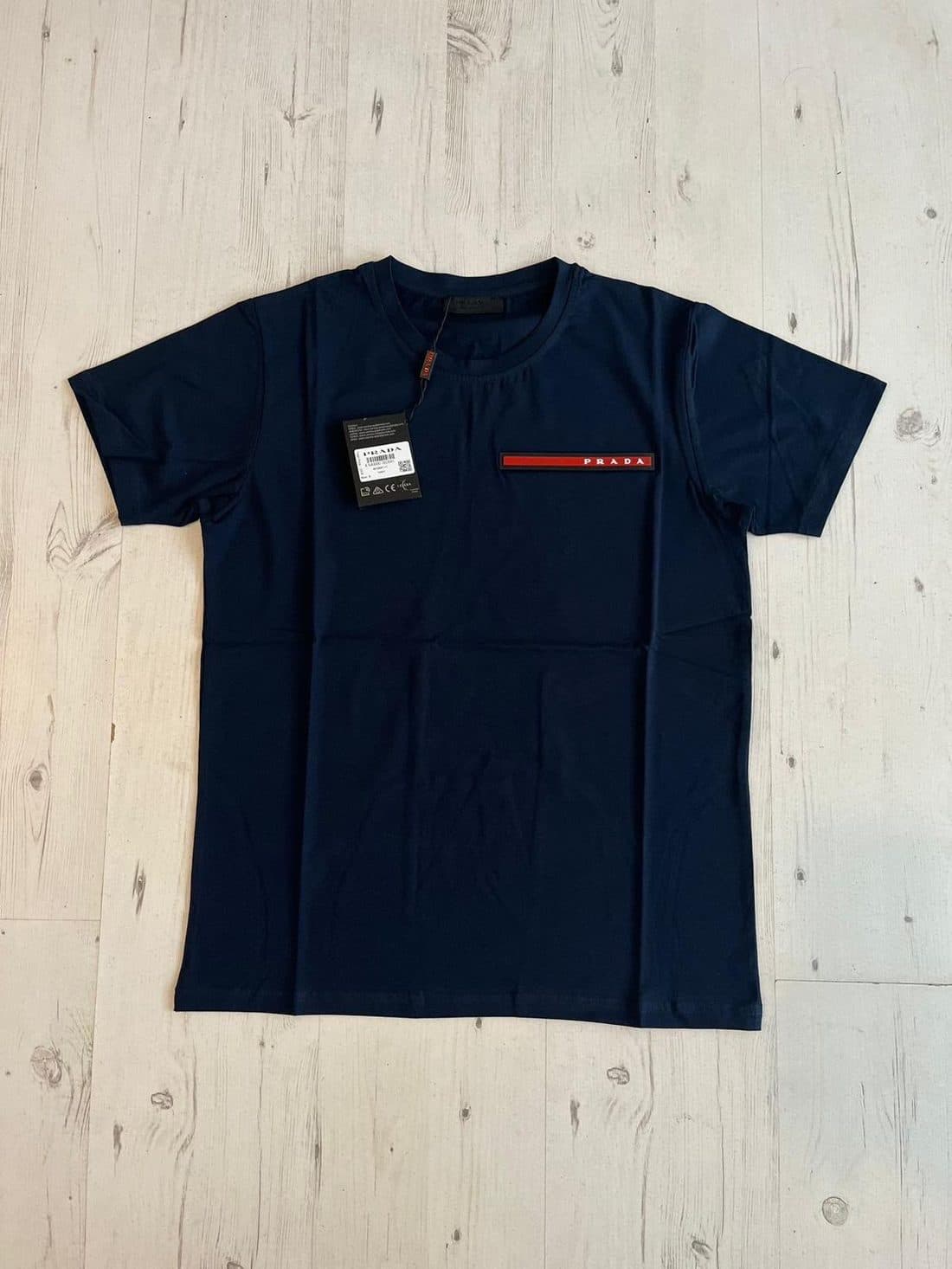 Prada Linea Rossa Tee in Navy — front