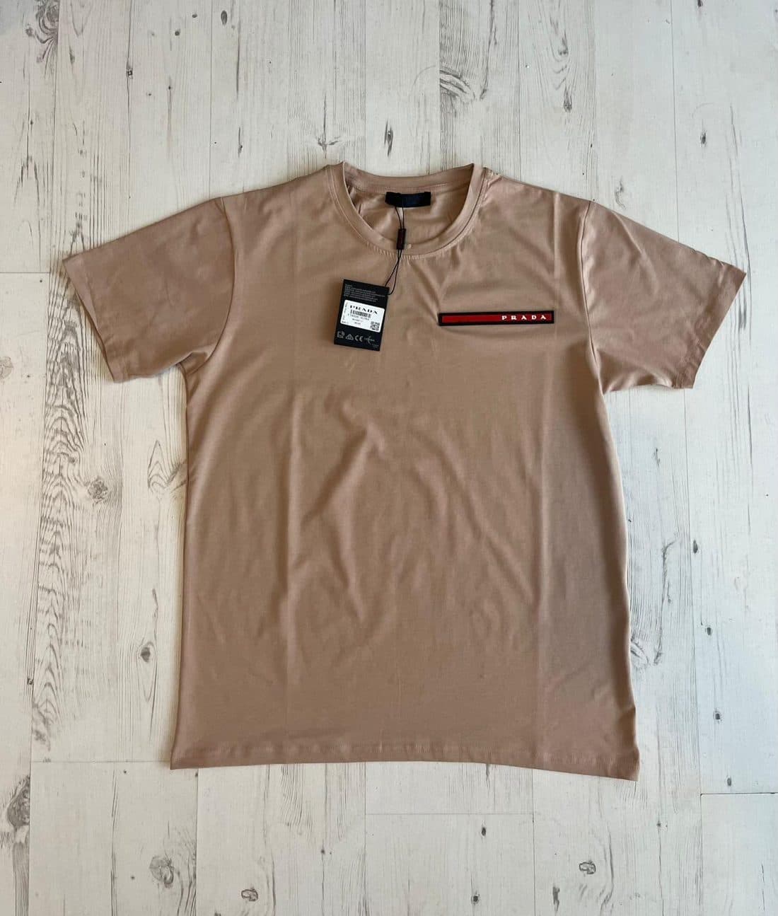 Prada Linea Rossa Tee in Tan — front
