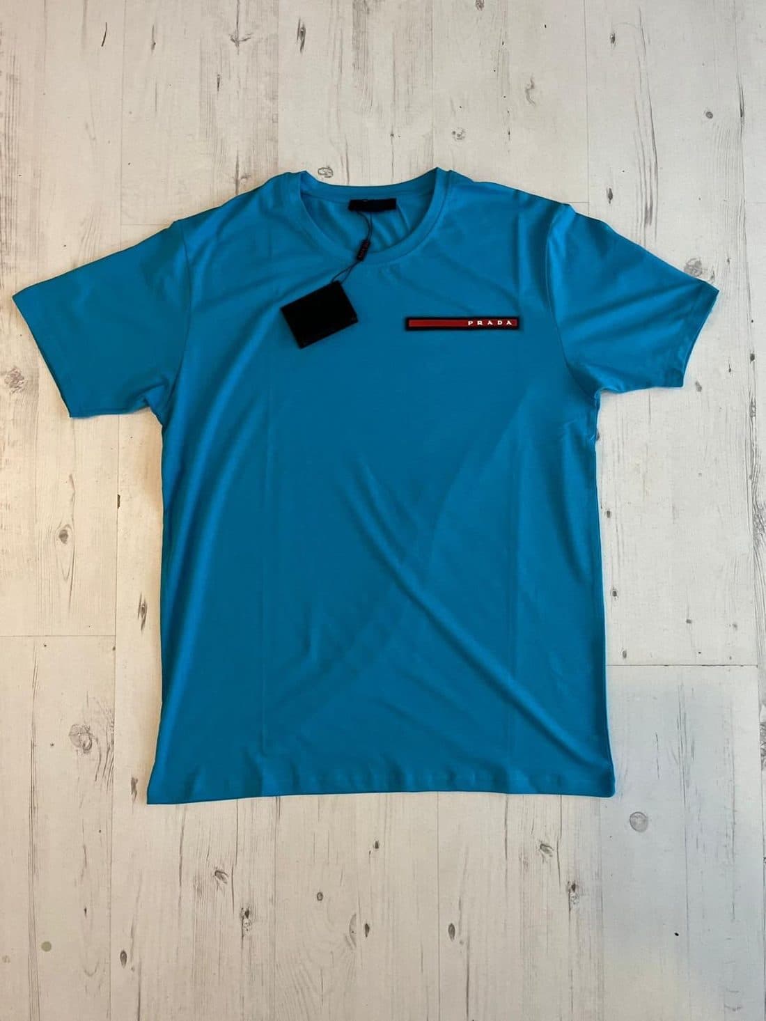 Prada Linea Rossa Tee in Teal — front