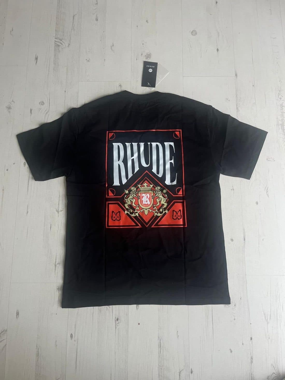 Rhude Heraldic Crest Tee in Black — front