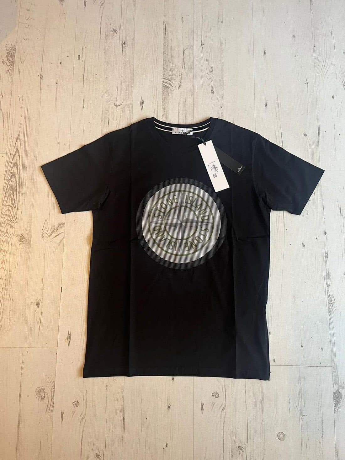 Stone Island Compass Print Tee in Black — front