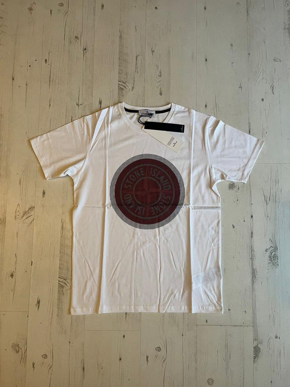 Stone Island Compass Print Tee in White — front