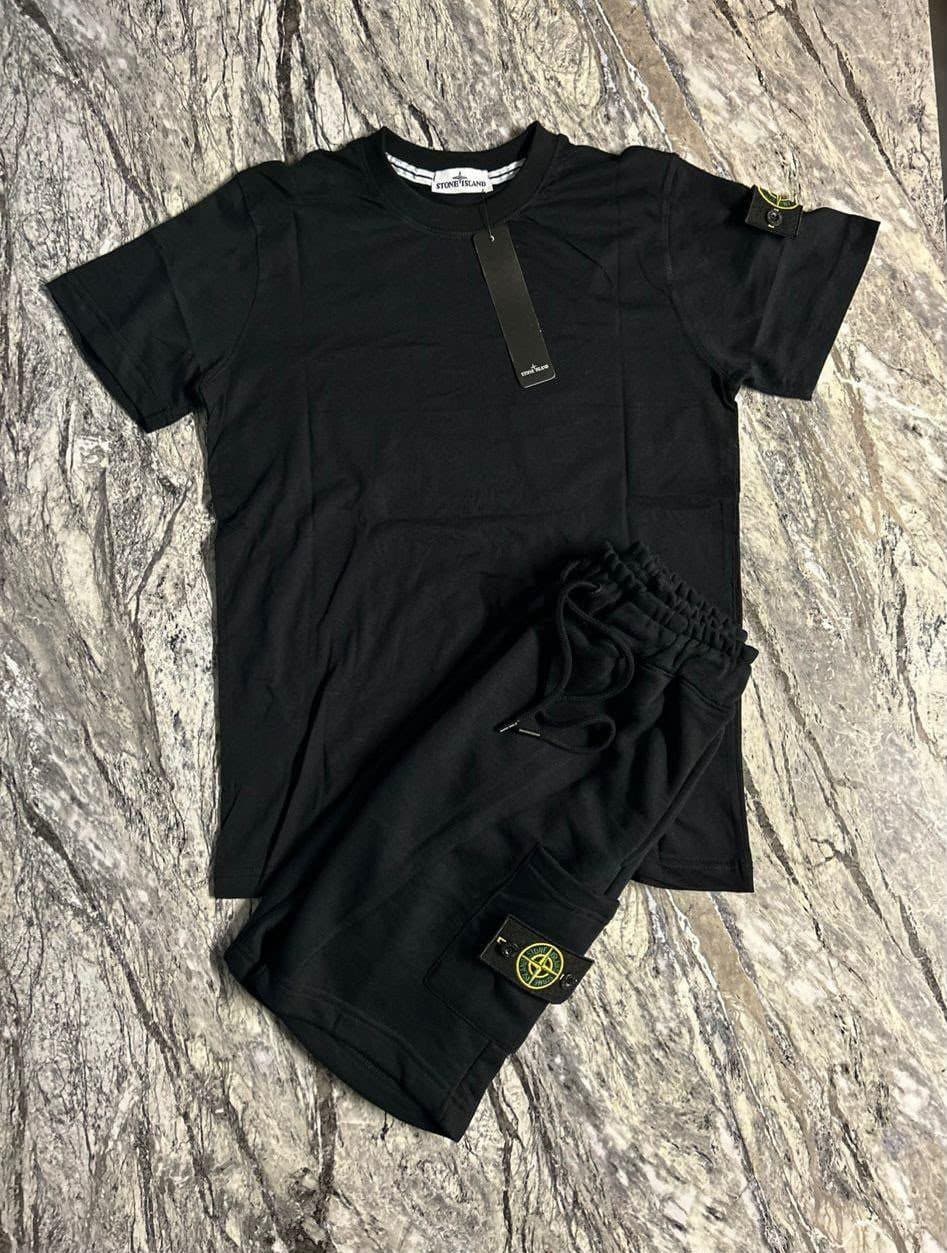 Stone Island Compass Short Set in Black — front