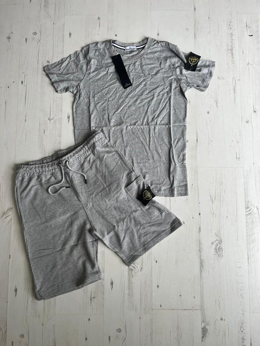 Stone Island Compass Short Set in Grey — front