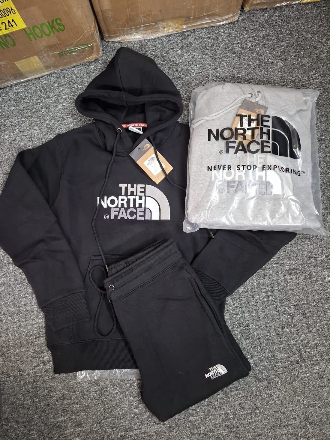 The North Face Drew Peak Tracksuit in Black — front