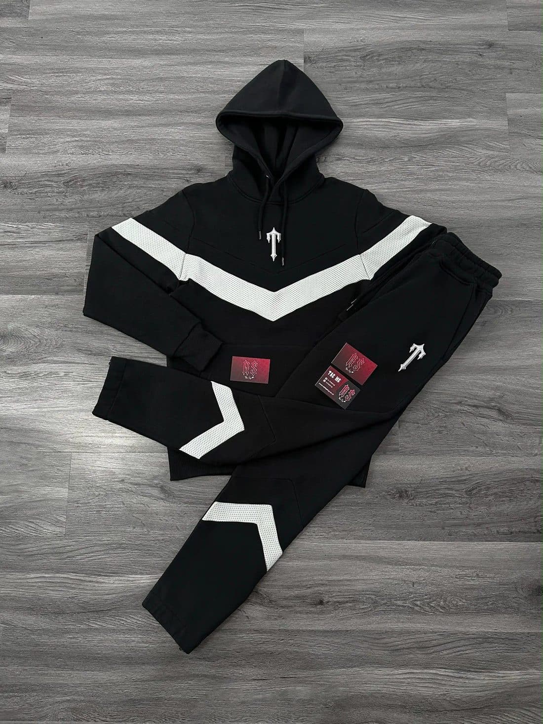 Trapstar Irongate Chevron Tracksuit in Black / White — front