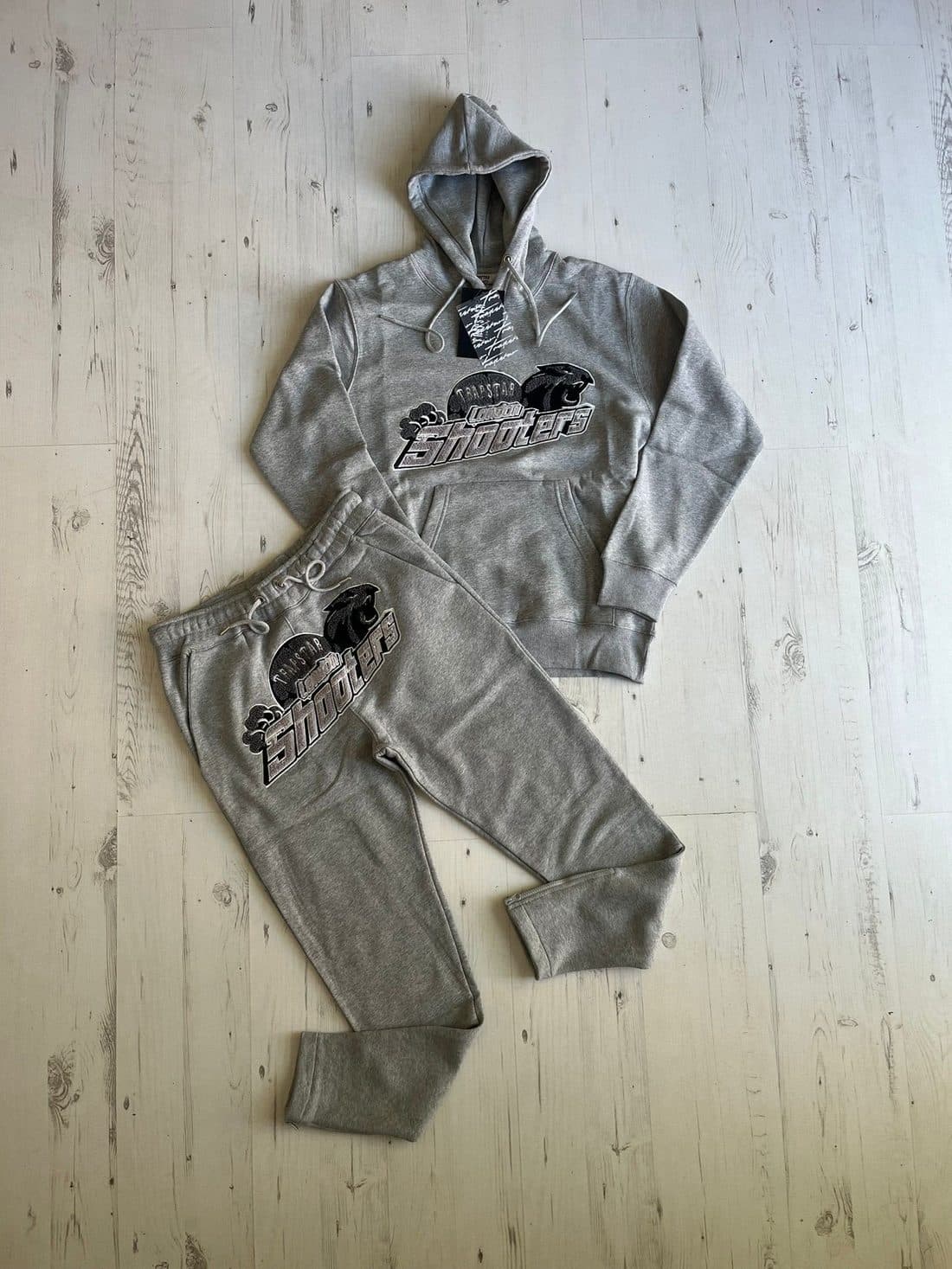 Trapstar London Shooters Tracksuit — Mono in Grey Monochrome — front